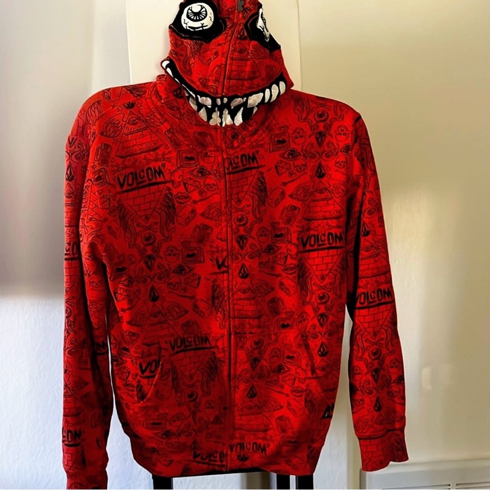 Volcom burnt orange color Full face zip Sheckler hoodie